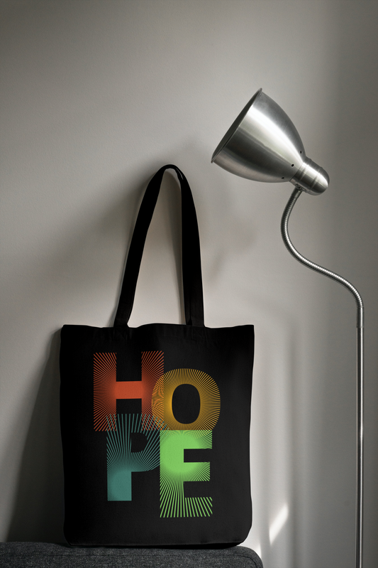 Black Tote Bag with Zipper ( HOPE )