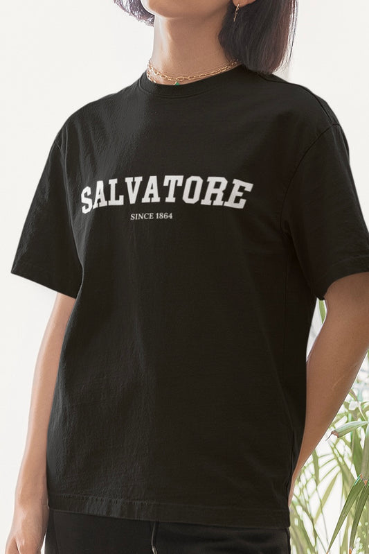 Salvatore (Since 1864) (The Vampire Diaries) Black Graphic Printed Oversized T shirt
