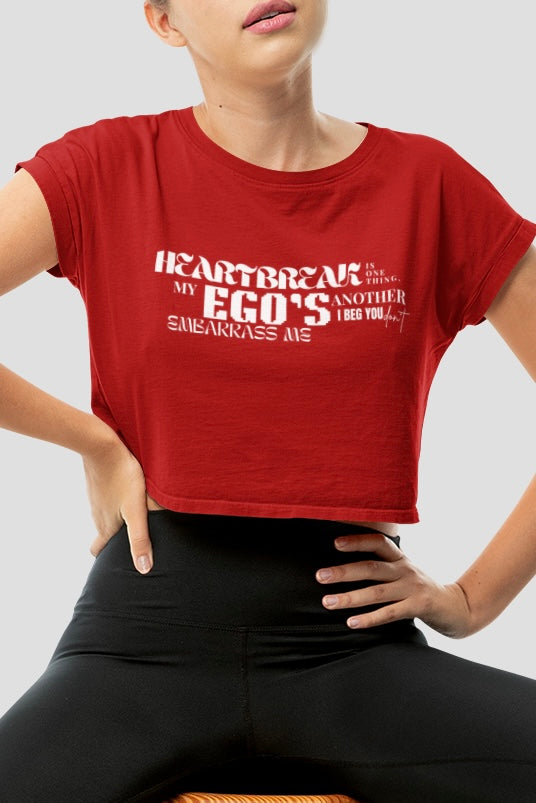 Heartbreak's One Thing My Ego's Another Graphic Printed Sabrina Carpenter Crop Top