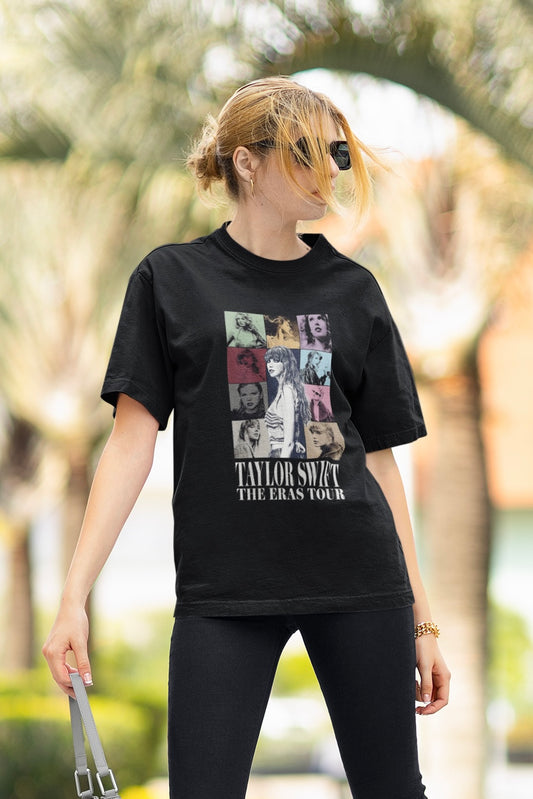 ERAS TOUR Taylor Swift Unisex Black Oversized T-shirt
