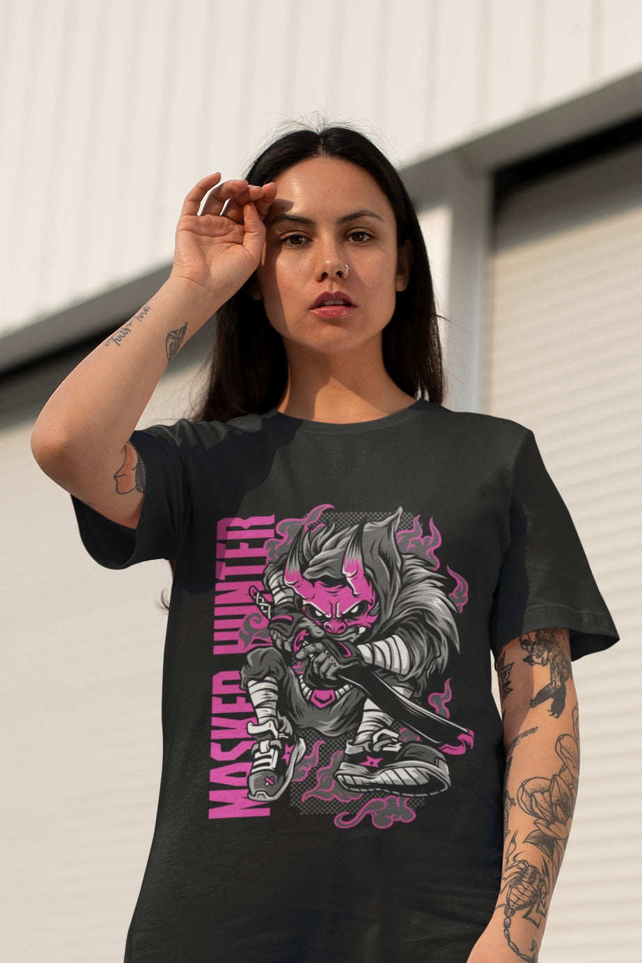 Masked Hunter Graphic Printed Unisex Oversized T-shirt