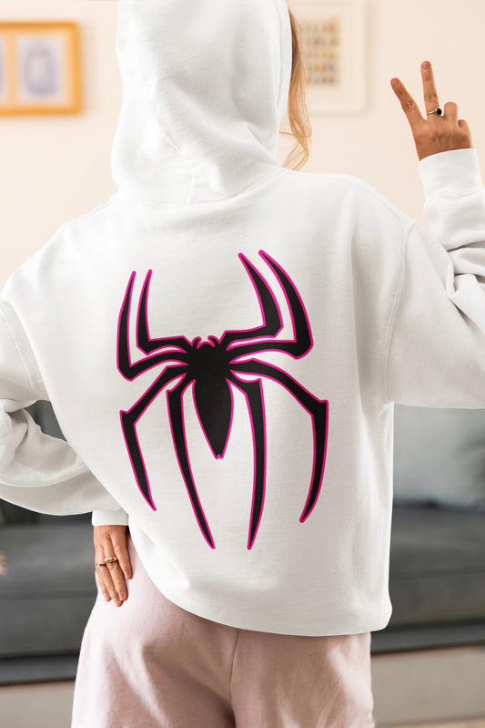 Spiderman Multiverse White Unisex Hoodie (BACK PRINT ONLY)