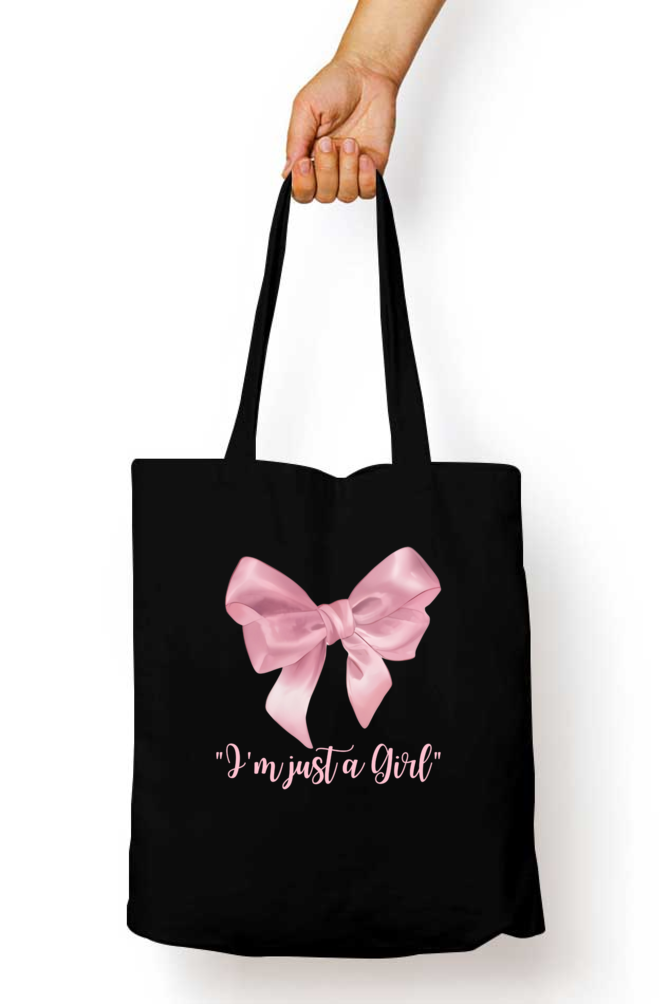 I’m Just A Girl Black Tote Bag with Zipper