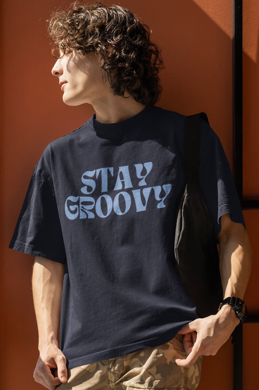 Stay Groovy Graphic Printed Unisex Oversized T Shirt