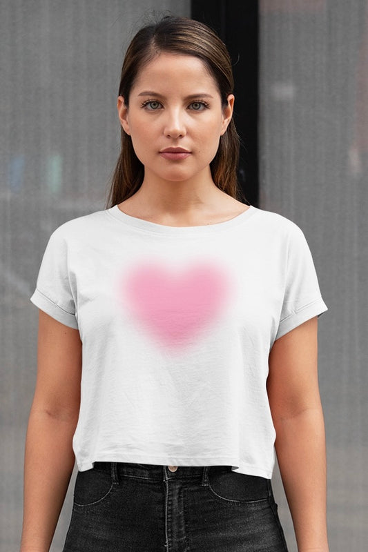 Pink Faded Heart Crop Top