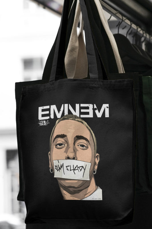 EMINEM Black Tote Bag with Zipper