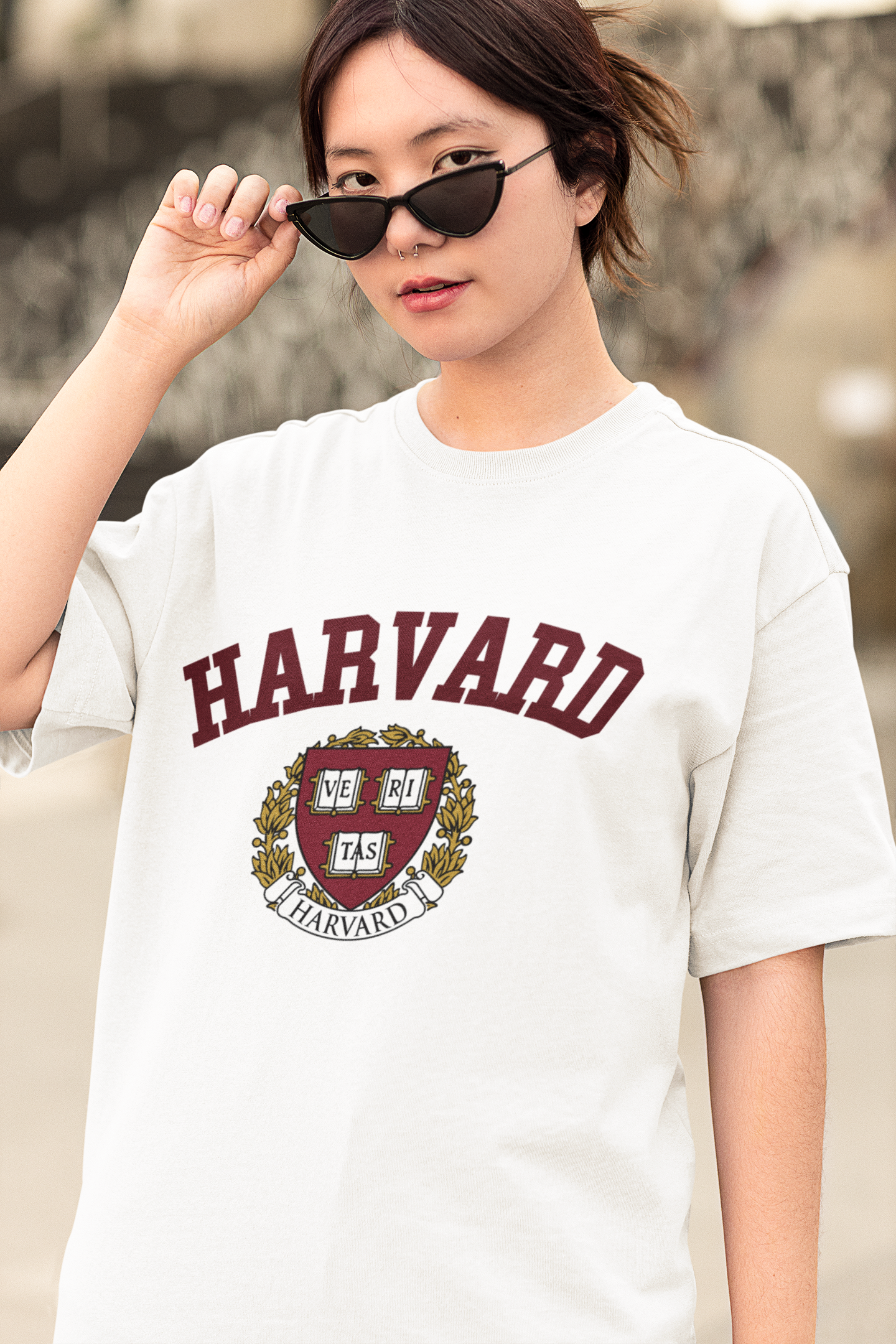 HARVARD White Unisex Oversized T-shirt