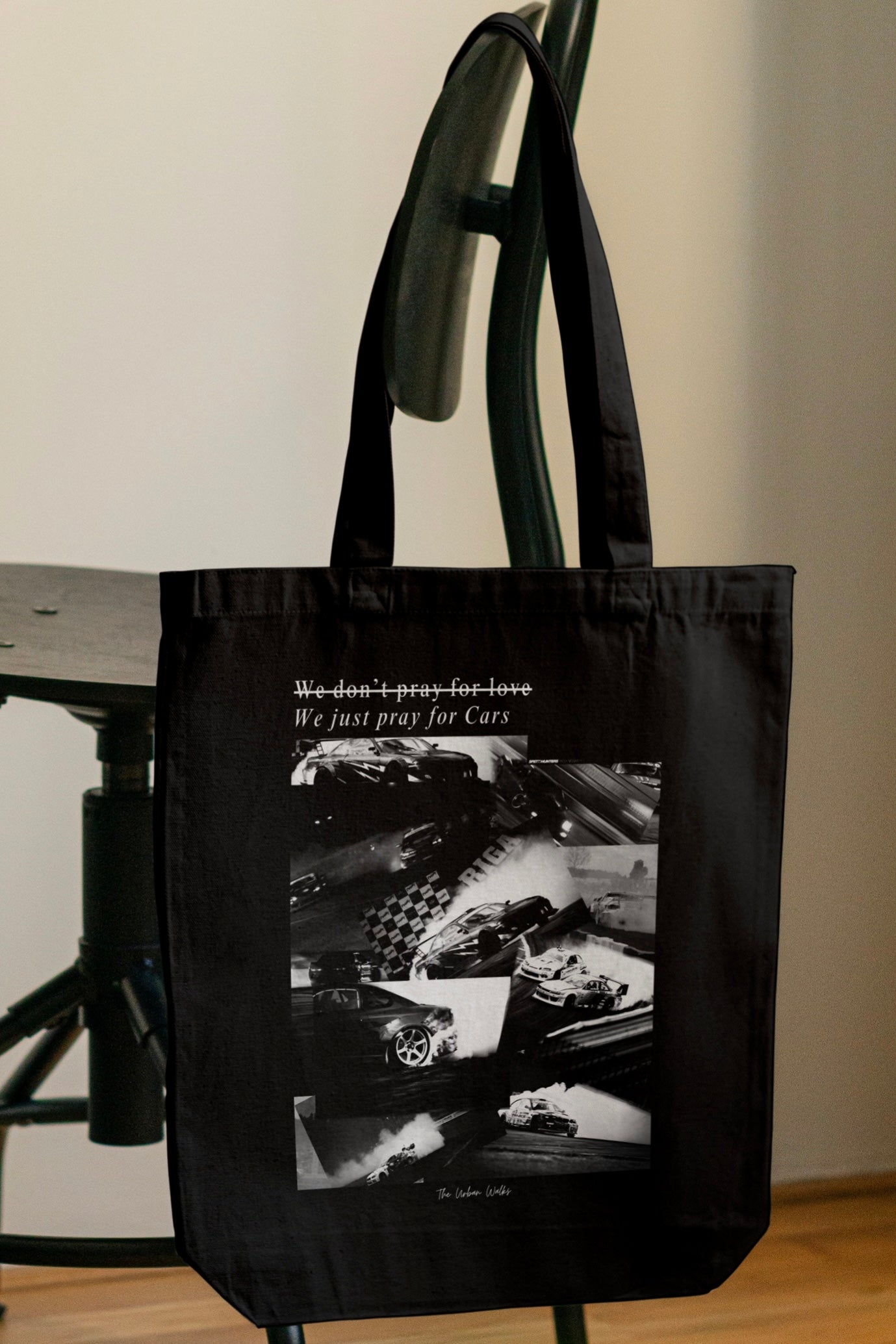 The Weeknd We Just Pray For Cars Black Tote Bag with zipper