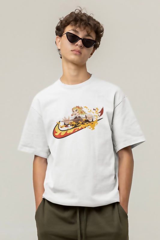 Kyōjurō Rengoku Graphic Printed Oversized T Shirt