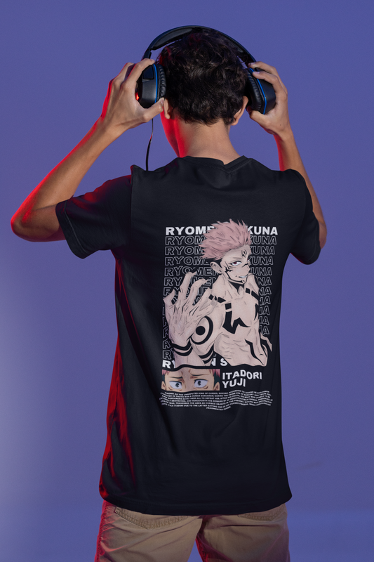 Jujutsu Kaisen: Ryomen Sakuna Unisex Black Oversized T-shirt (Back Side Printed)