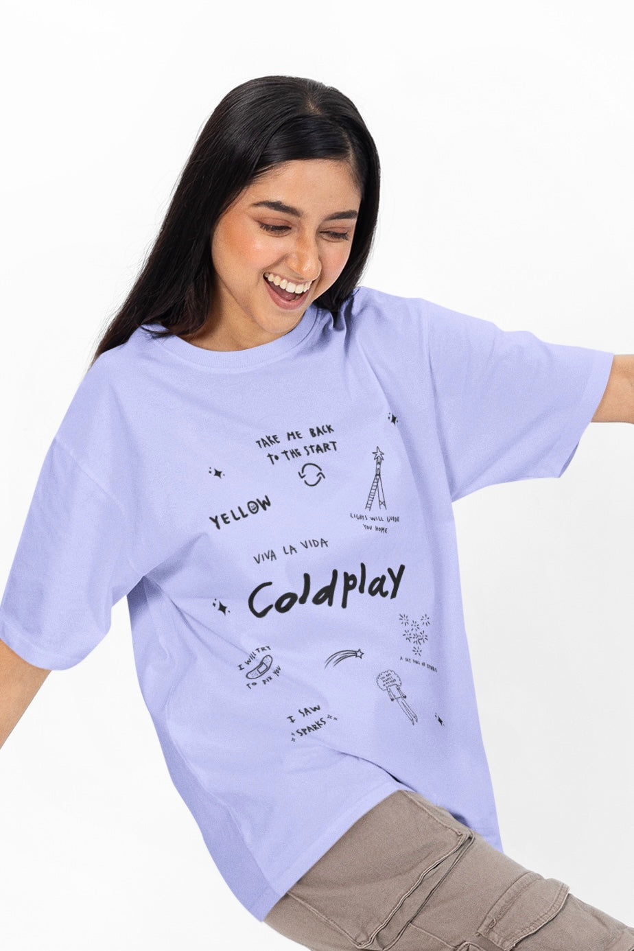 COLDPLAY Doodle Unisex Premium Oversized T-shirt (Front Side Printed)