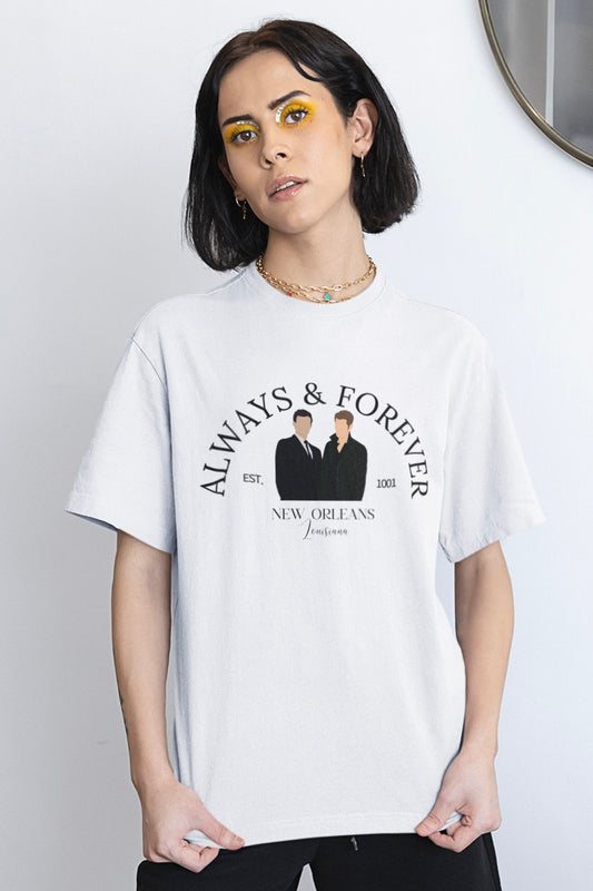 Always & Forever Est. 1001 (The Originals) Graphic Printed Oversized T-Shirt (The Vampire Diaries)
