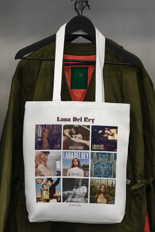 Lana Del Rey Albums Collage White Tote Bag With Zipper