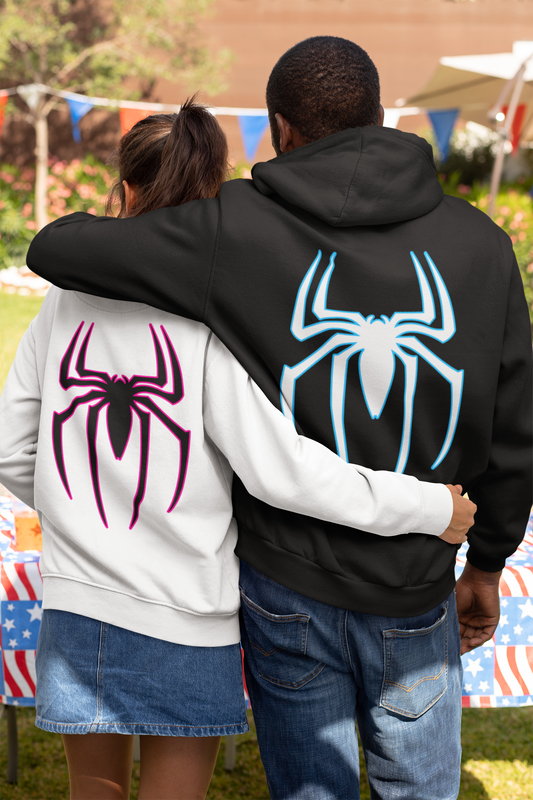 2 Pack : Spiderman Multiverse Black and White Matching Hoodies (BACK PRINT ONLY)