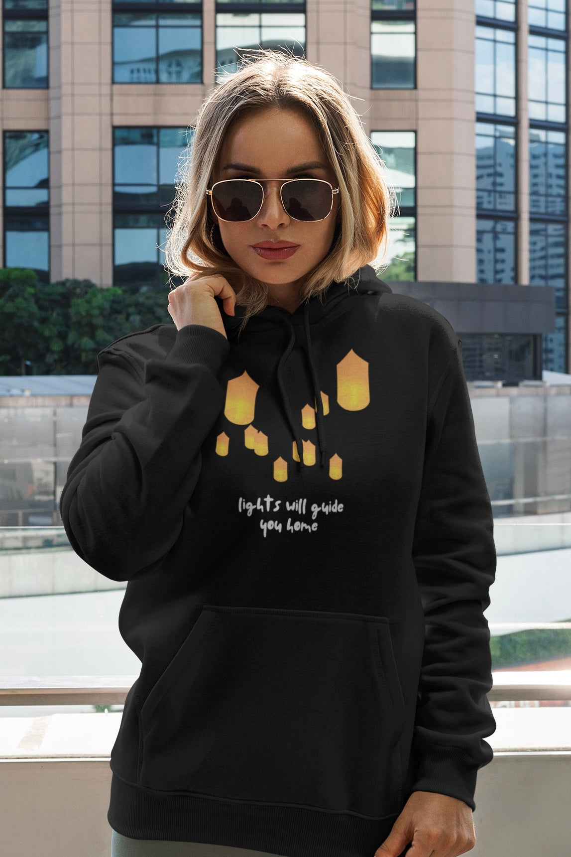 Lights Will Guide You Home COLDPLAY Black Hooded Sweatshirt (Front Side Printed)