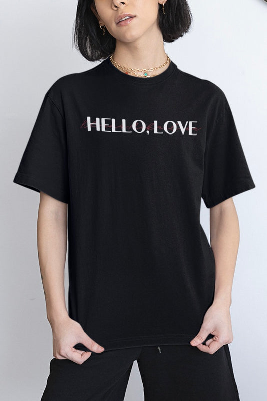 Hello Love (The Vampire Diaries) Graphic Printed Black Oversized T shirt