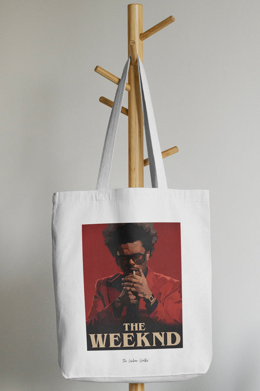 The Weeknd Blinding Lights White Tote Bag with Zipper