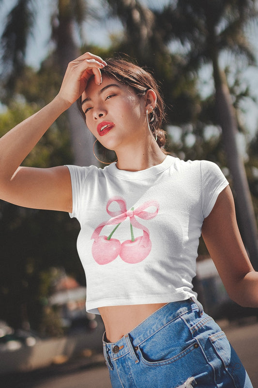 Pink Cherries (Coquette themed) Crop Top