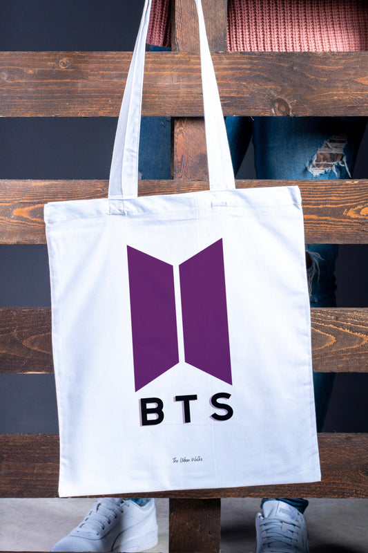 BTS White Tote Bag with Zipper