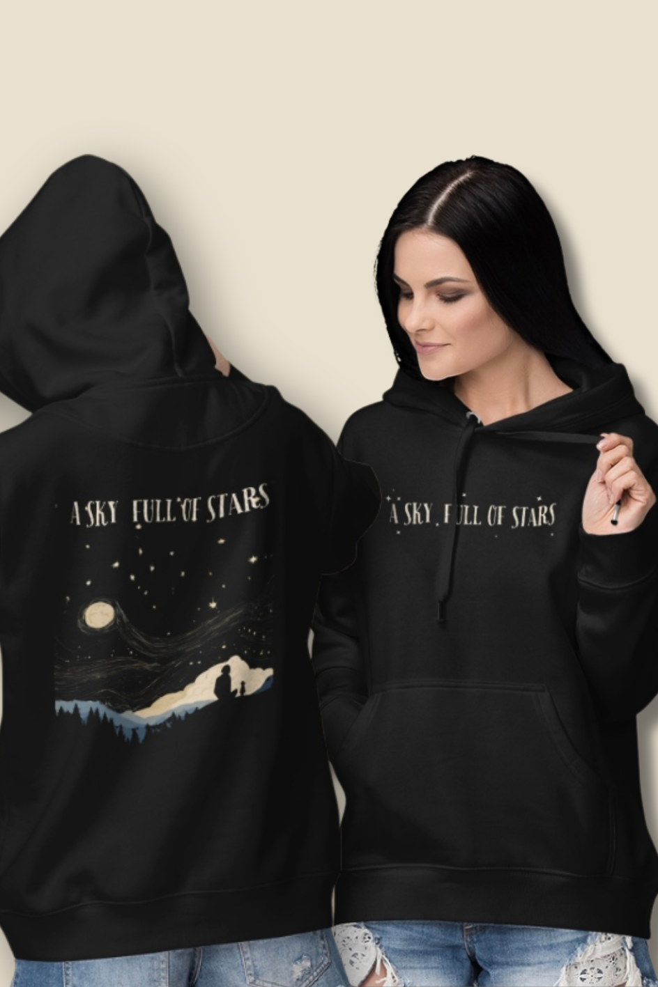 A Sky Full Of Stars COLDPLAY Black Hooded Sweatshirt (Both Side Printed)