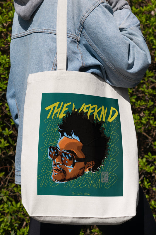 The Weeknd Artsy White Tote Bag with zipper