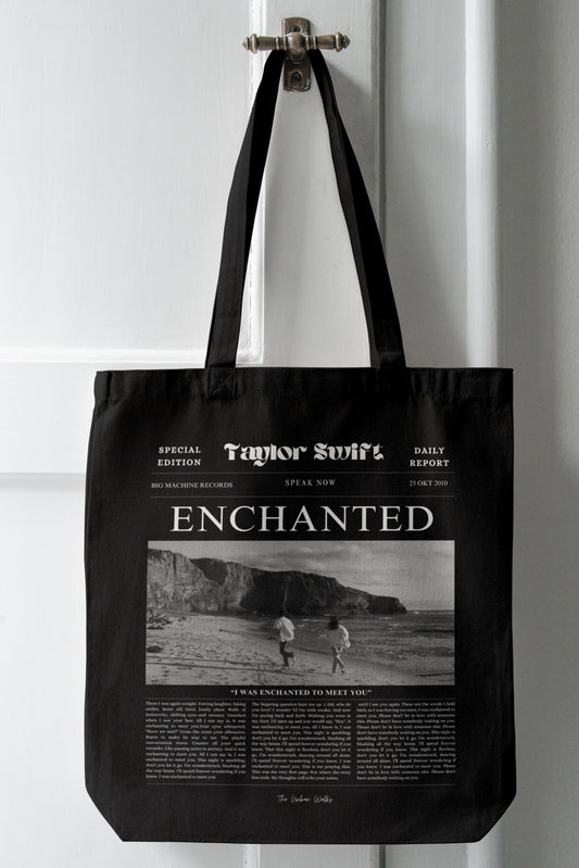 Enchanted Taylor Swift’s Black Tote Bag with Zipper