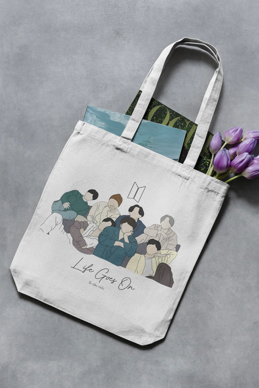 BTS Life Goes On White Tote Bag with Zipper
