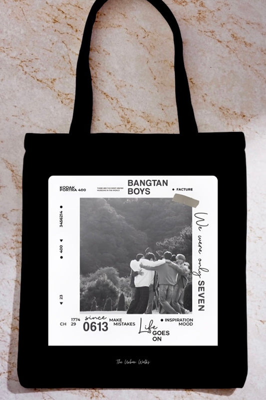 BTS Bangtan Boys Black Tote Bag with Zipper
