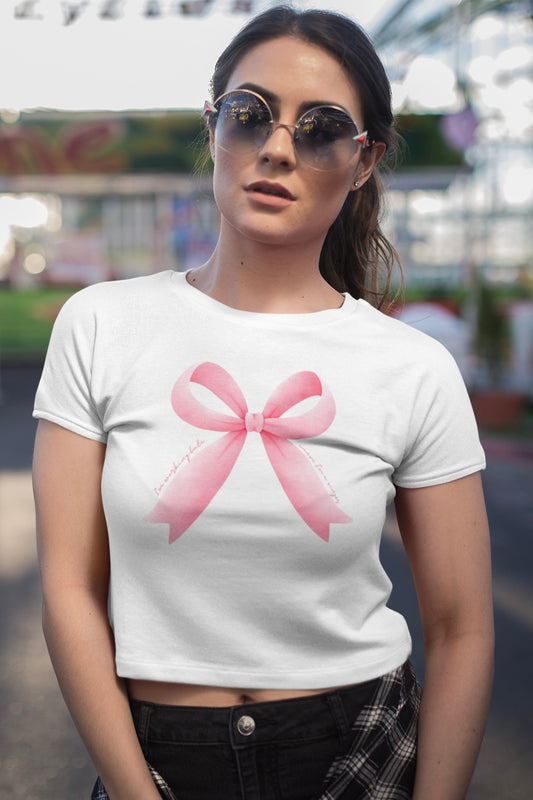 Pink Ribbon Bow (I'm working late, cause I'm a singer) Crop Top