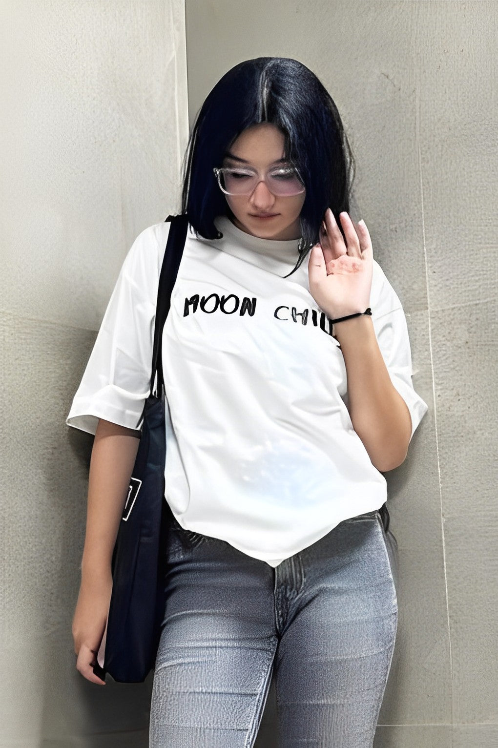 Moon Child Typography Oversized T-shirt