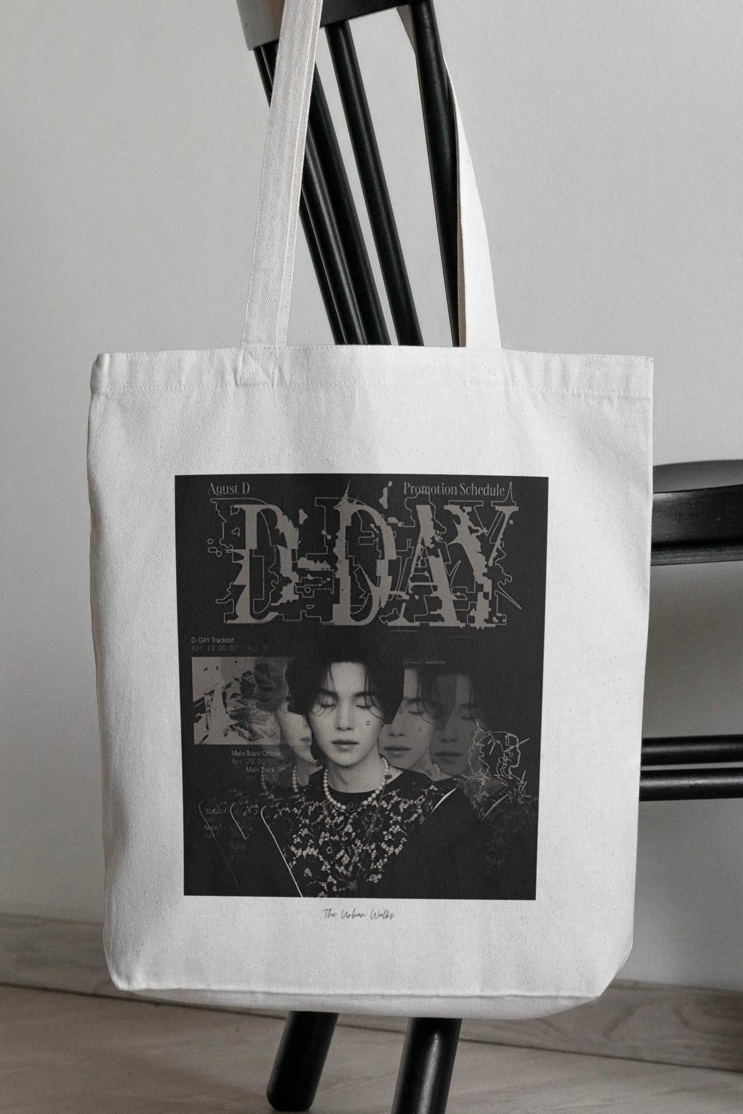 BTS D-Day White Tote Bag with Zipper