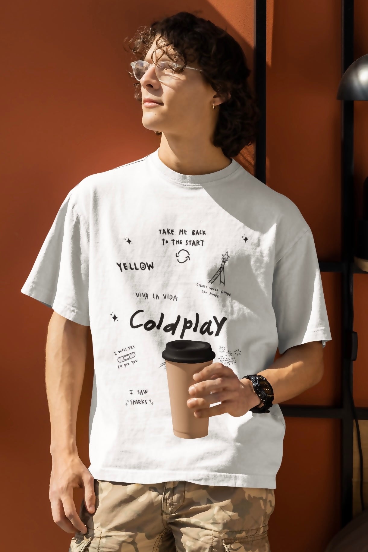 COLDPLAY Doodle Unisex Premium Oversized T-shirt (Front Side Printed)