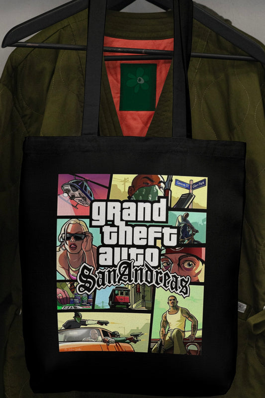 GTA San Andreas Black Tote Bag with Zipper