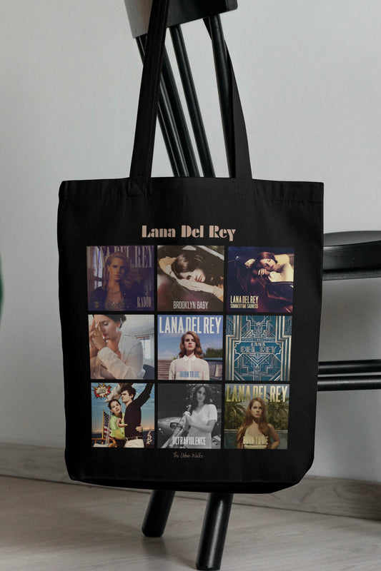 Lana Del Rey Albums Collage Black Tote Bag With Zipper
