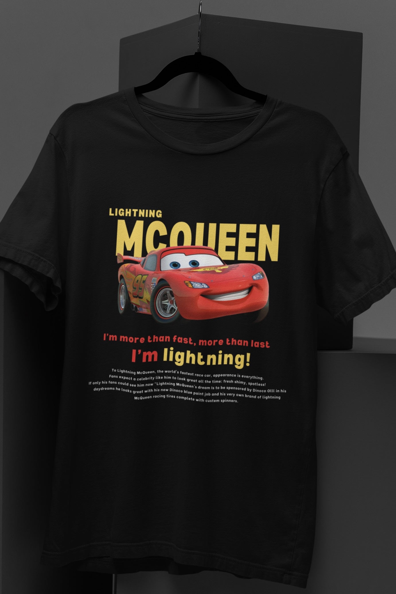 Lightning McQueen CARS Unisex Black Premium Oversized T-shirt