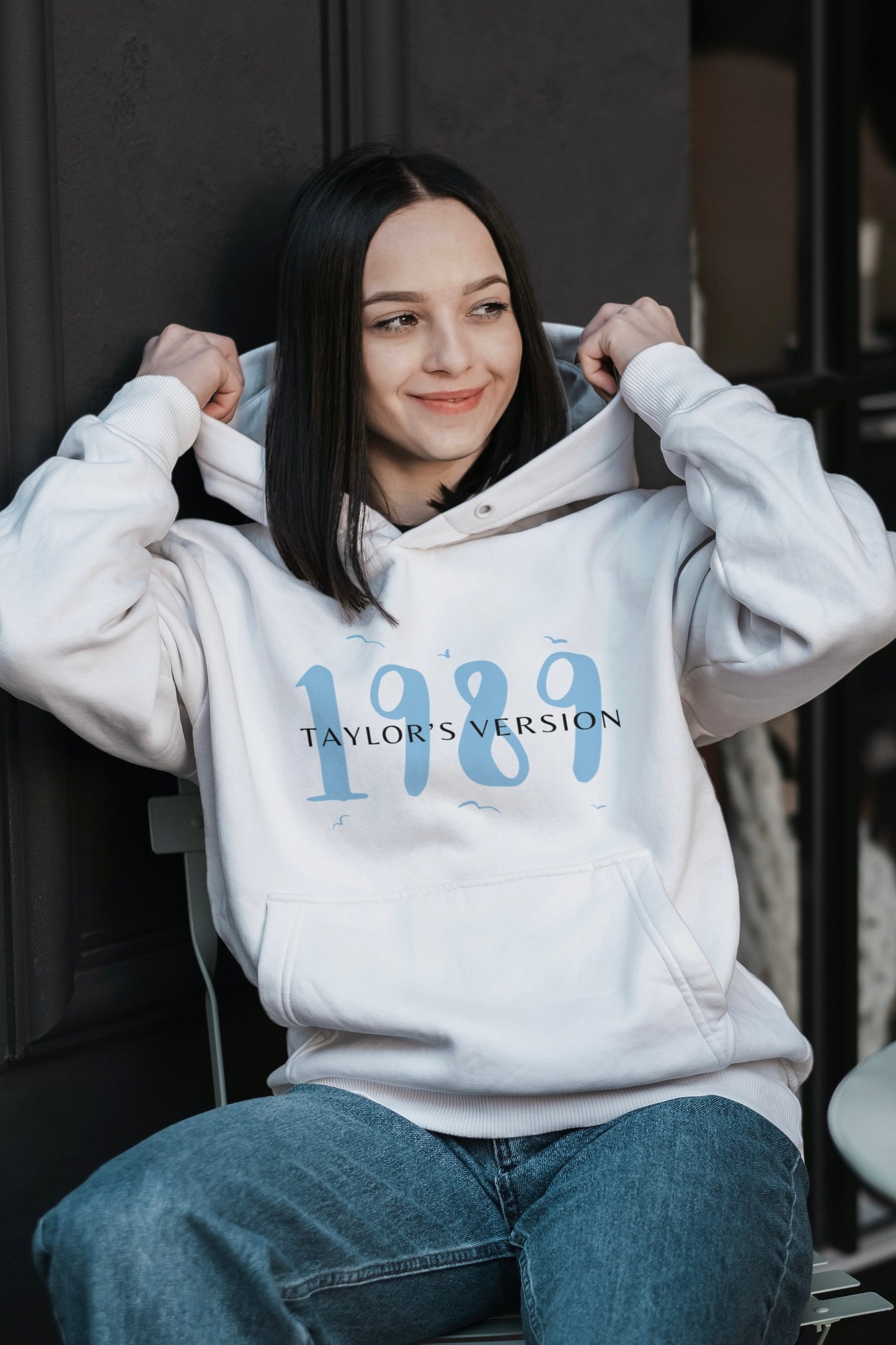 1989 Taylor’s Version White Hooded Sweatshirt