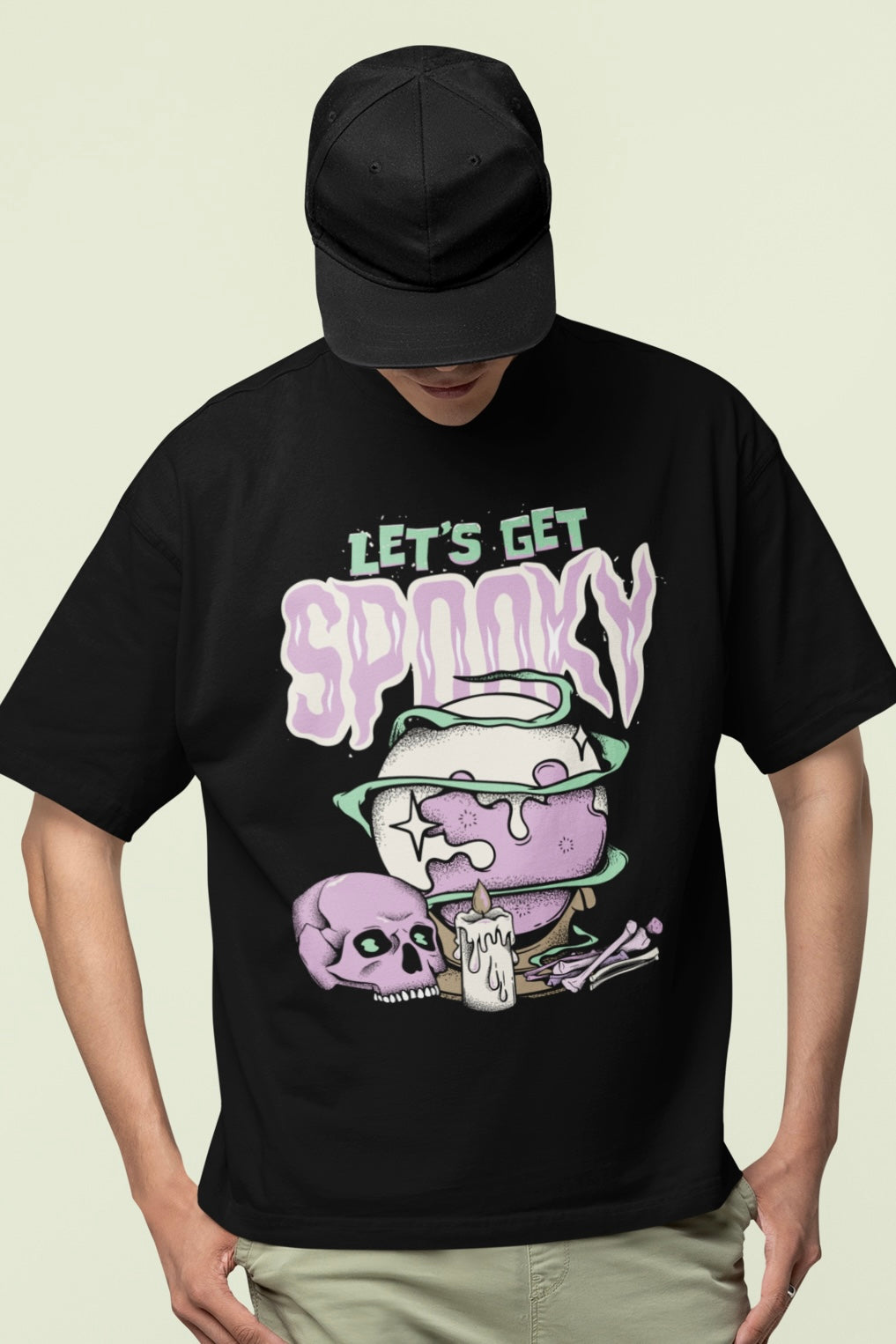 Let's Get Spooky Unisex Black/White Oversized T-shirt