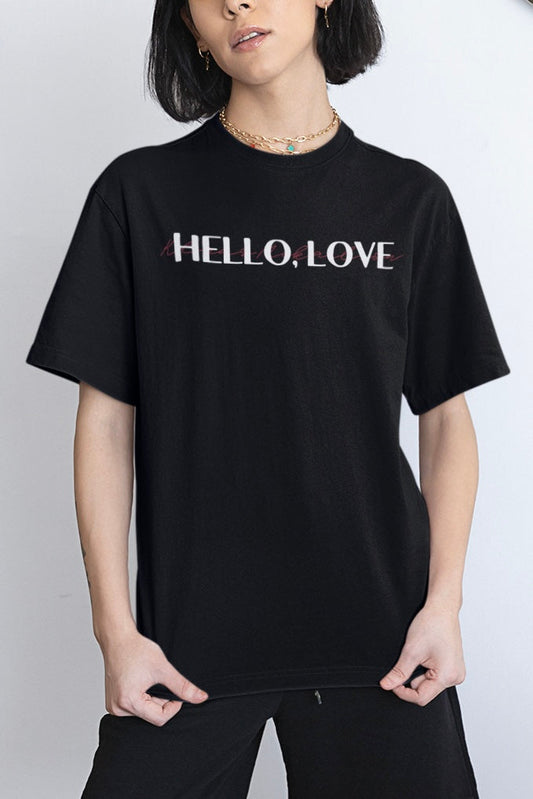 Hello Love (The Vampire Diaries) Graphic Printed Black Premium Oversized T shirt