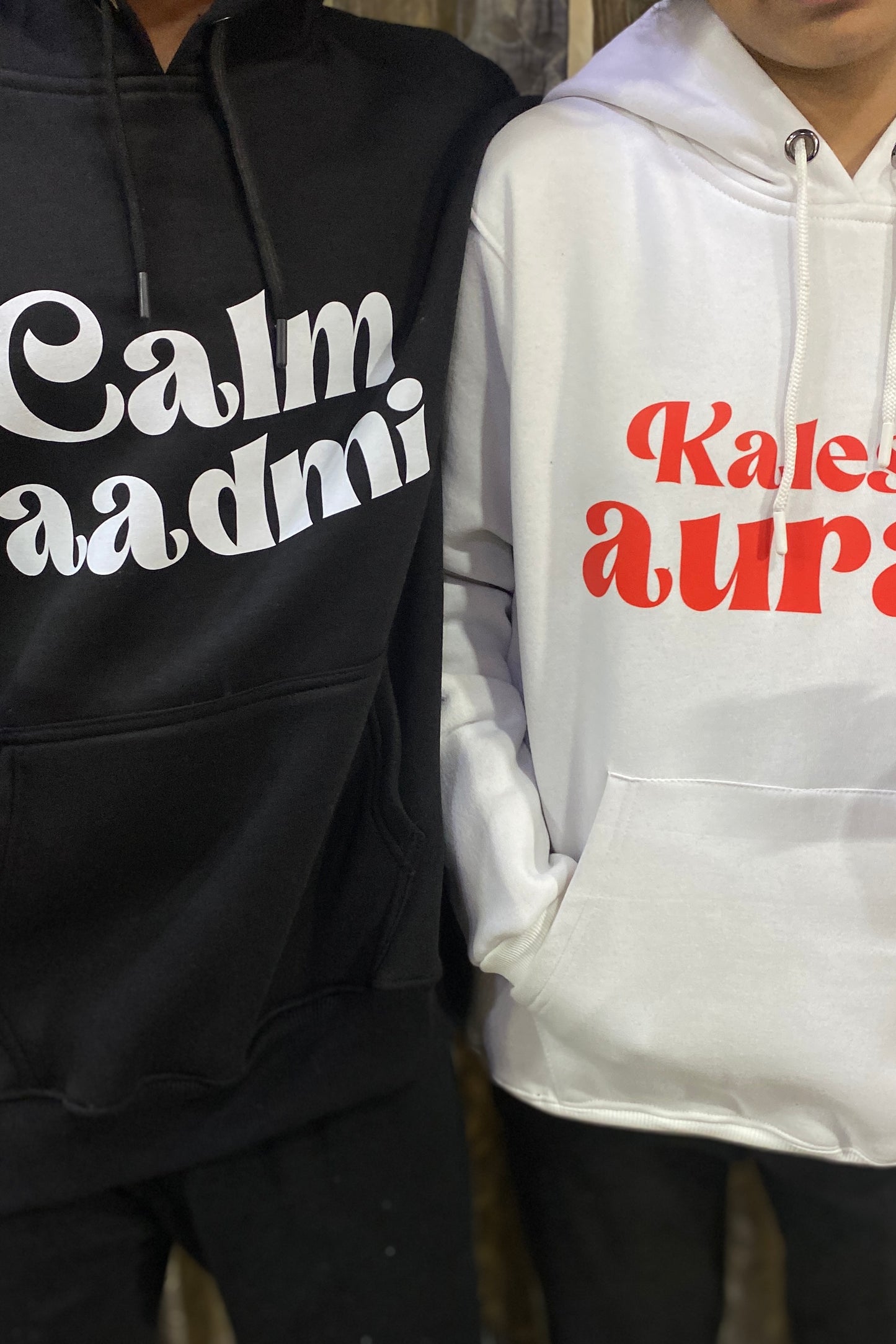 Pack of 2: Kaleshi Aurat And Calm Aadmi Matching Hoodies (Front Side Printed)