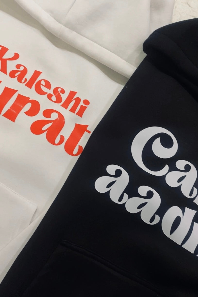 Pack of 2: Kaleshi Aurat And Calm Aadmi Matching Hoodies (Front Side Printed)